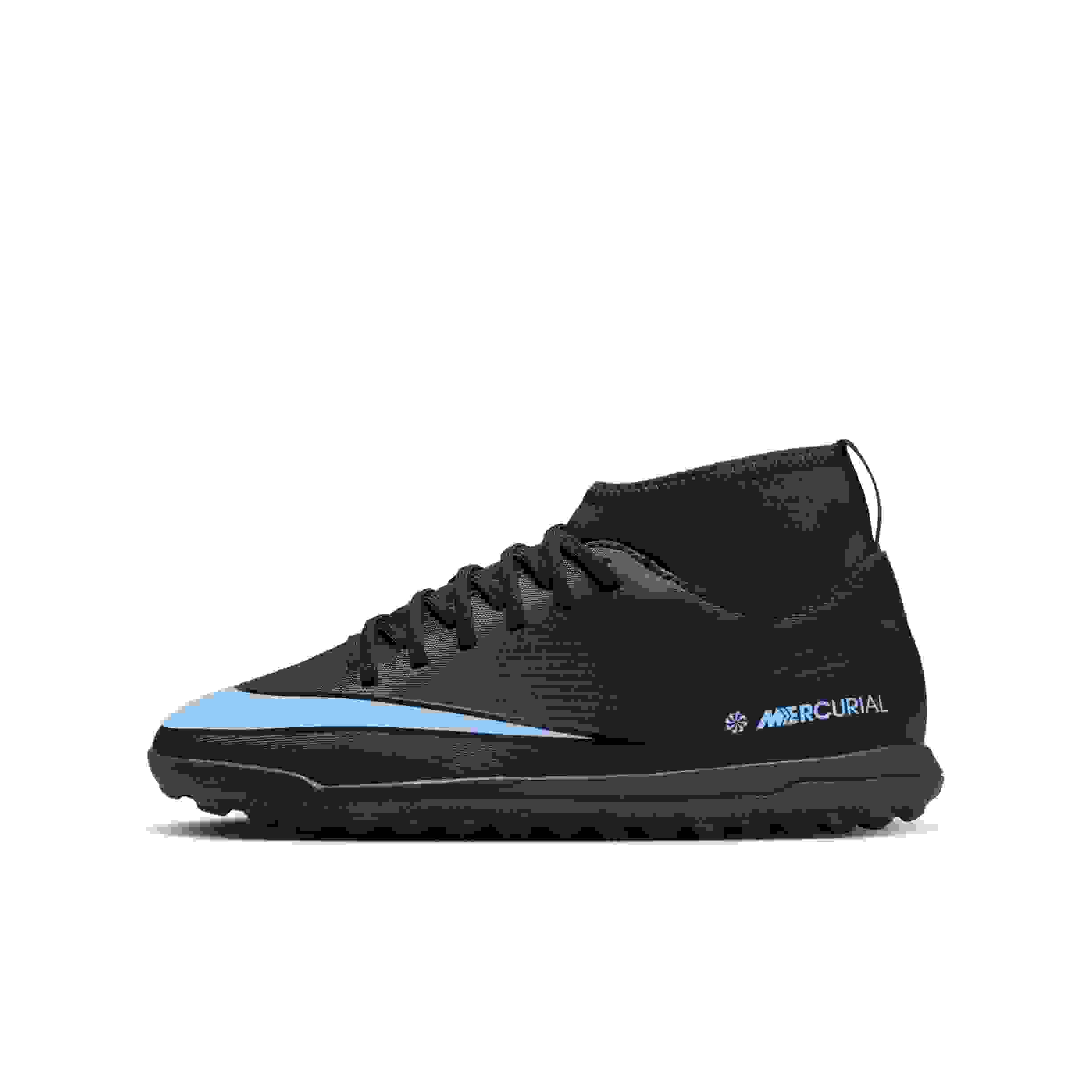 Nike Jr. Mercurial Superfly 10 Club Turf Grade School Kids' "Black/Black" Soccer Shoe